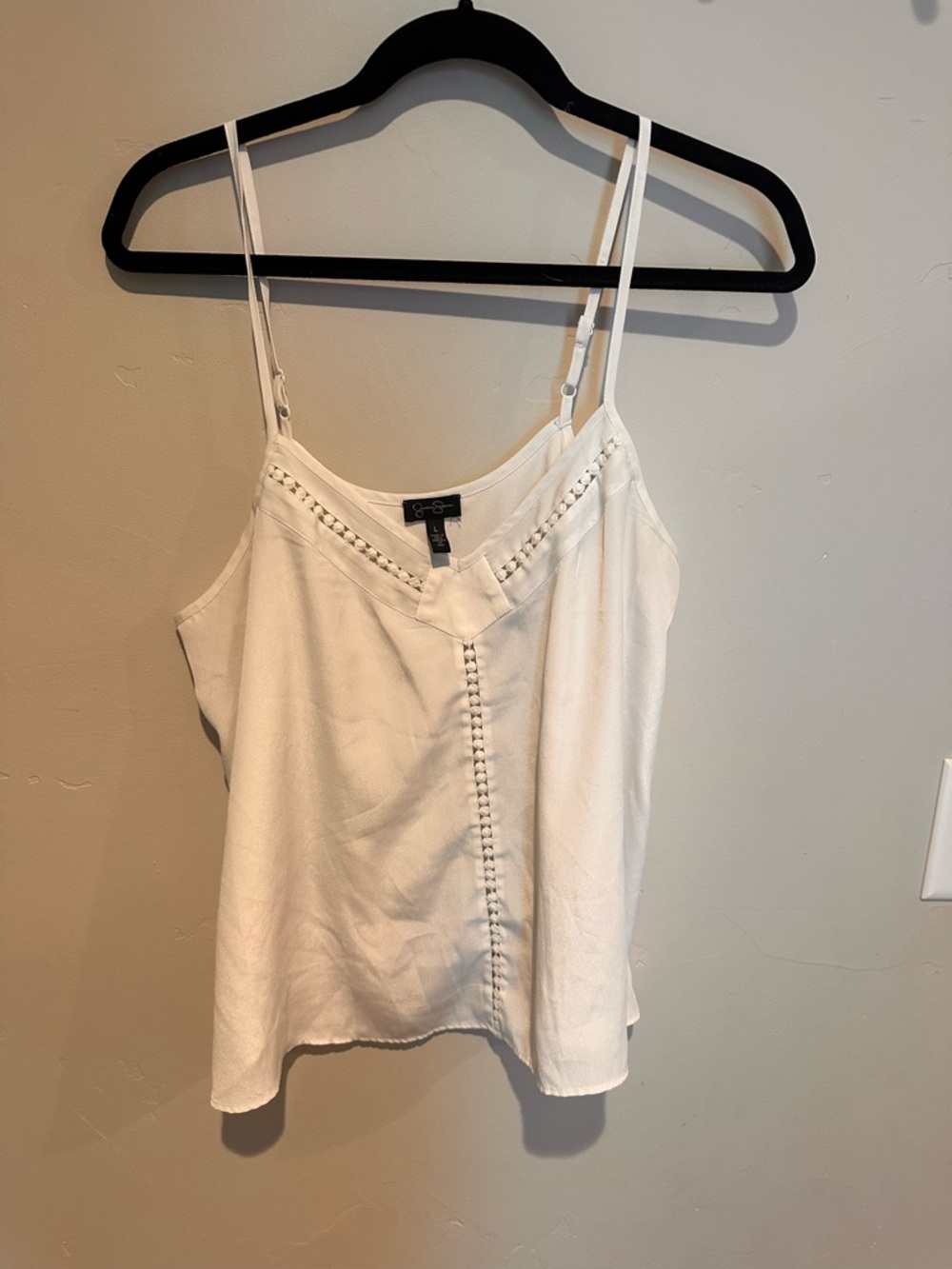 Jessica Simpson White Braided-Trim Spaghetti Strap Cami
